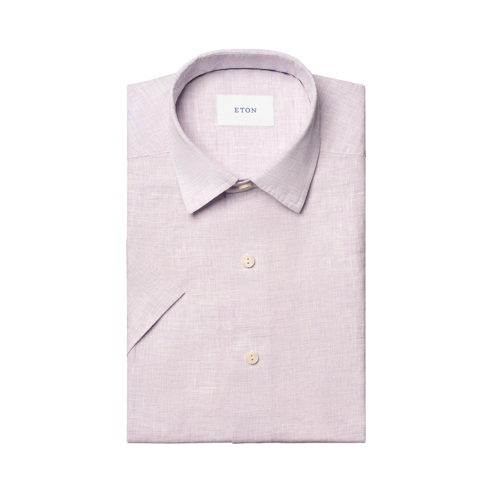 Lavender Solid Linen Short Sleeve Casual Fit Shirt - ETON - Boutique Jacques International