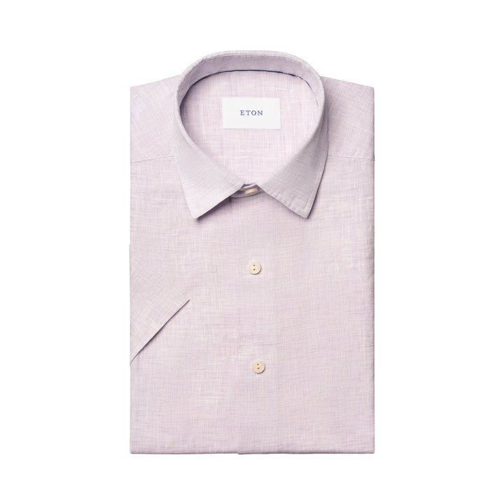 Lavender Solid Linen Short Sleeve Casual Fit Shirt - ETON - Boutique Jacques International