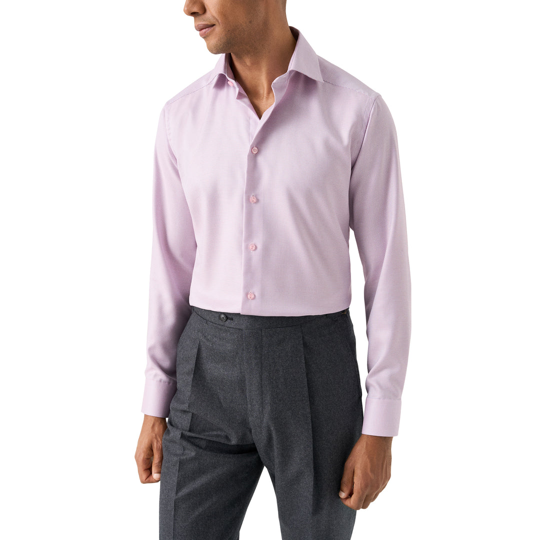 Pink Semi-Solid Cotton Twill Contemporary Fit Shirt - ETON