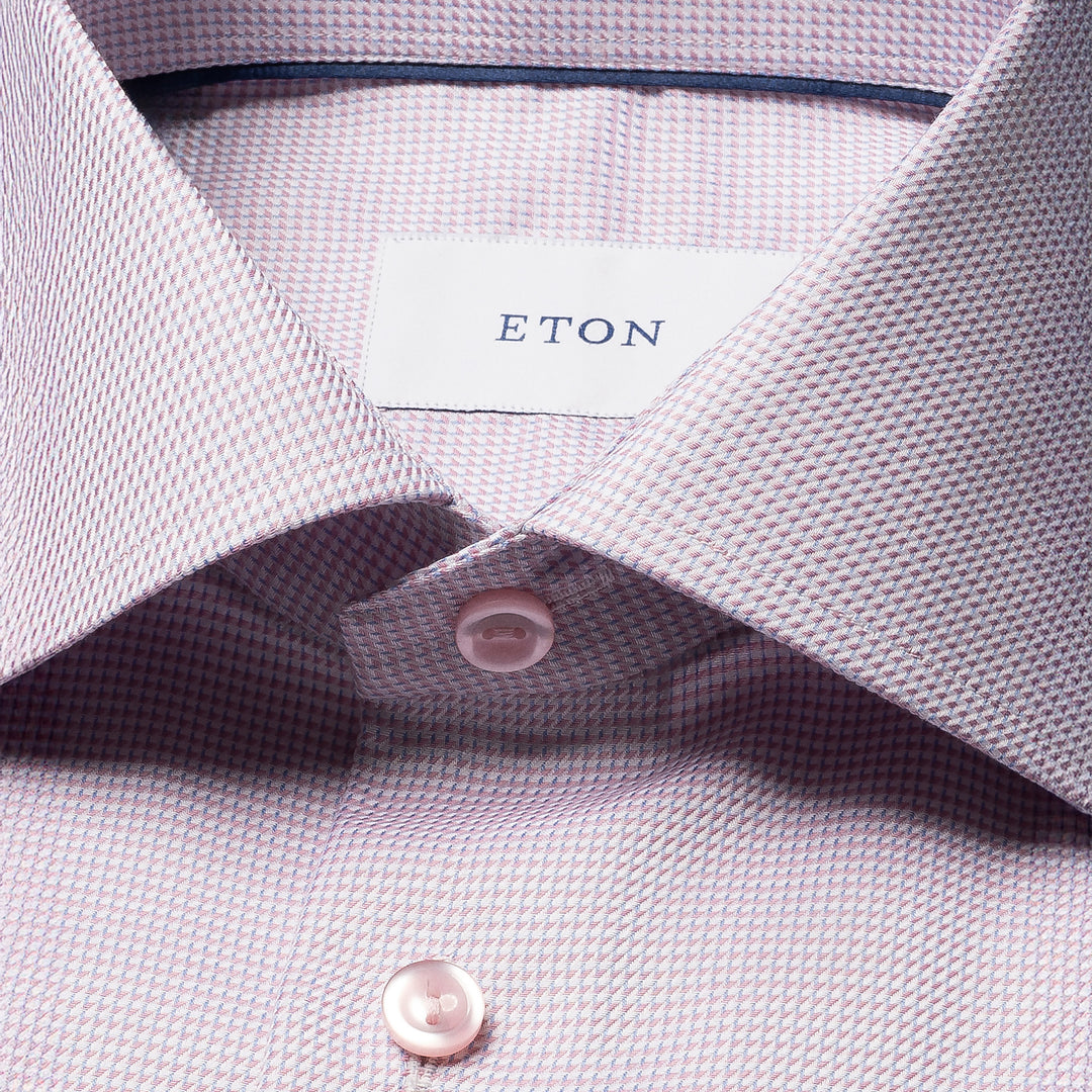 Pink Semi-Solid Cotton Twill Contemporary Fit Shirt - ETON