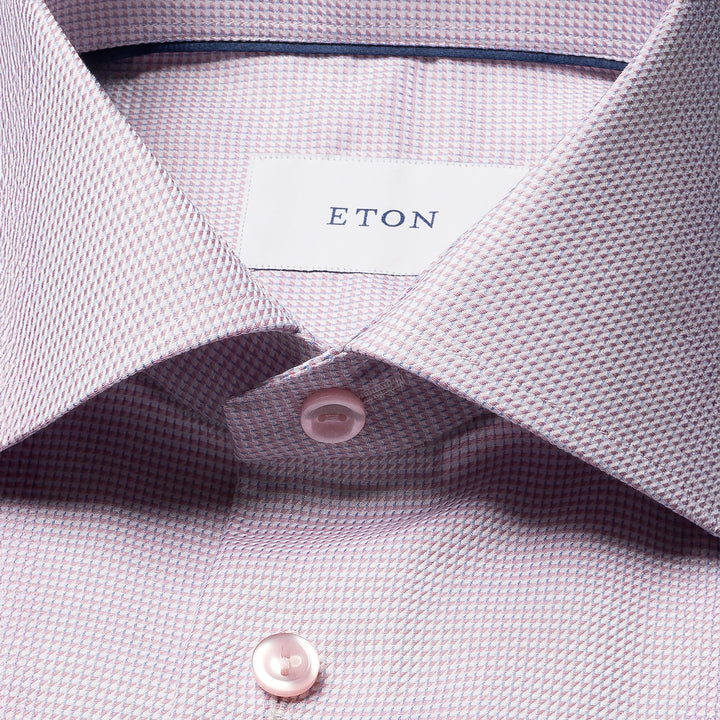 Pink Semi-Solid Cotton Twill Contemporary Fit Shirt - ETON
