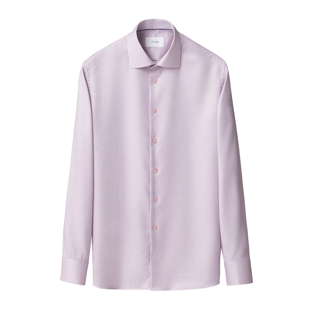 Pink Semi-Solid Cotton Twill Contemporary Fit Shirt - ETON