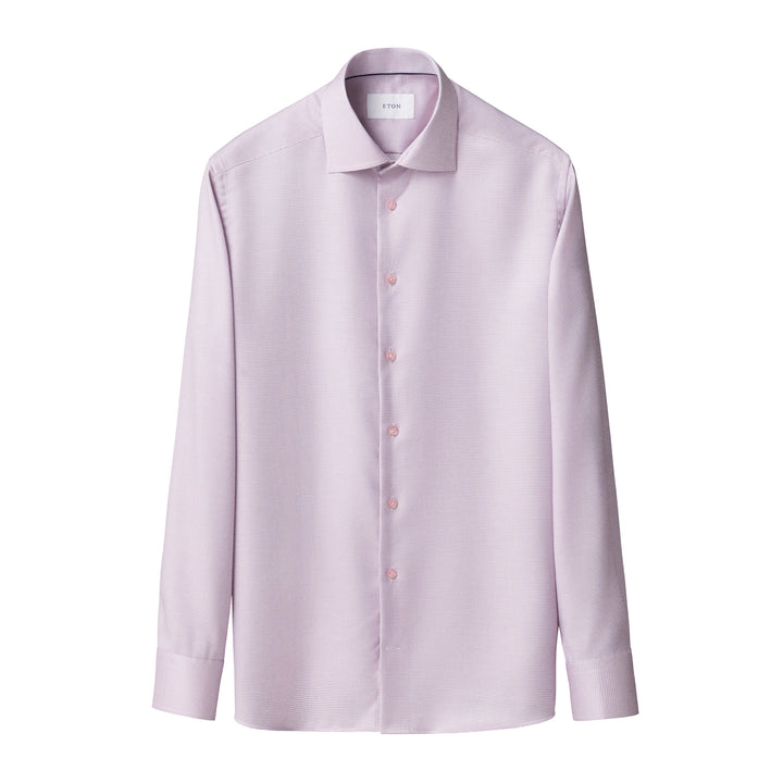 Pink Semi-Solid Cotton Twill Contemporary Fit Shirt - ETON