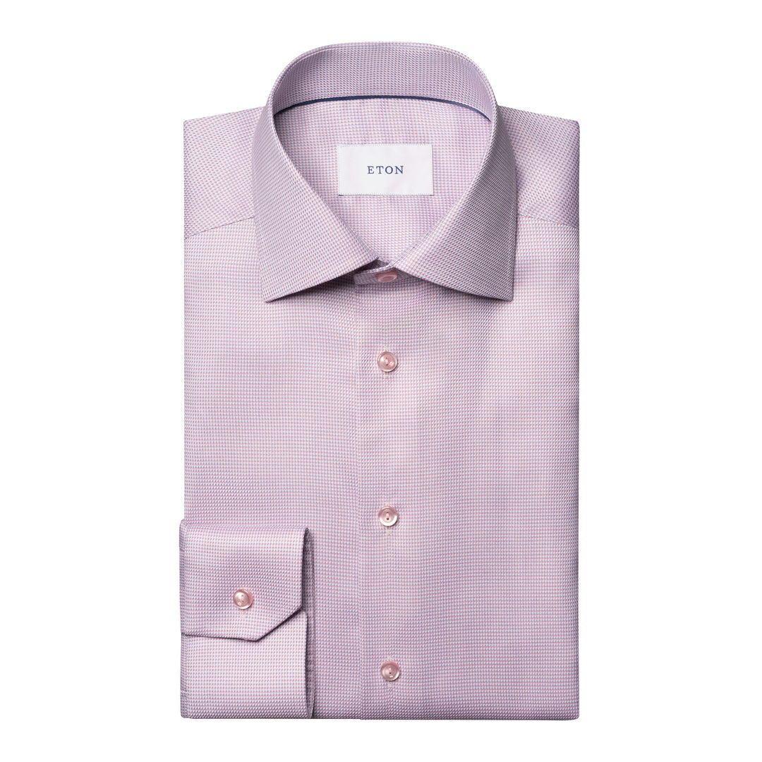Pink Semi-Solid Cotton Twill Contemporary Fit Shirt - ETON