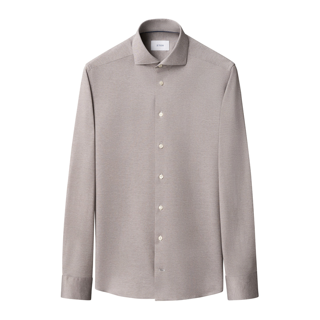 Taupe Filo Di Scozia Knitted Cotton Slim Fit Casual Shirt - ETON - Boutique Jacques International