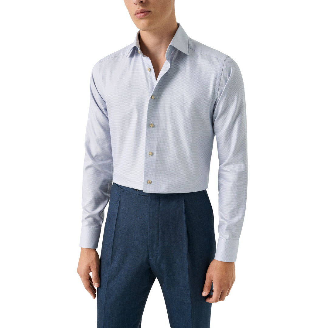 Light Blue Semi Solid Signature Twill Contemporary Fit Shirt - ETON