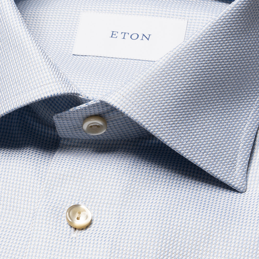Light Blue Semi Solid Signature Twill Contemporary Fit Shirt - ETON