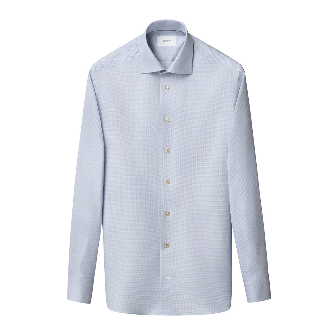 Light Blue Semi Solid Signature Twill Contemporary Fit Shirt - ETON