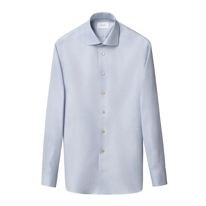 Light Blue Semi Solid Signature Twill Contemporary Fit Shirt - ETON