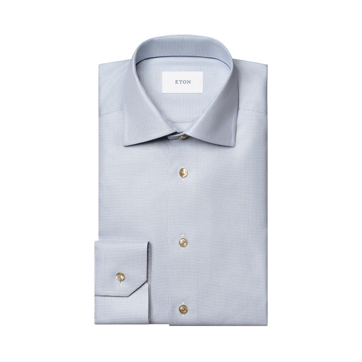 Light Blue Semi Solid Signature Twill Contemporary Fit Shirt - ETON