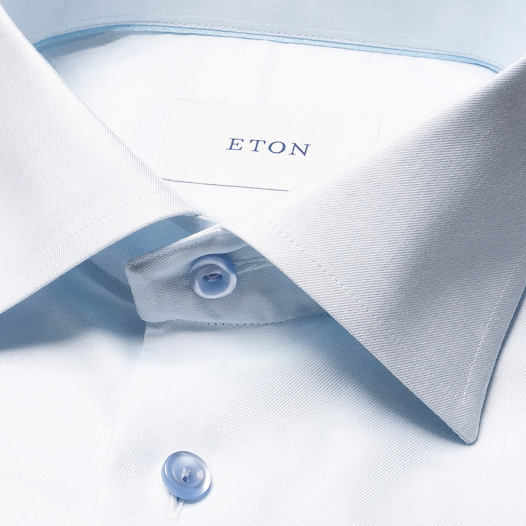 Light Blue Solid Cotton-Tencel Lyocell Contemporary Fit Shirt - ETON - Boutique Jacques International