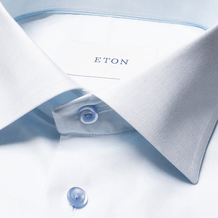 Light Blue Solid Cotton-Tencel Lyocell Contemporary Fit Shirt - ETON - Boutique Jacques International