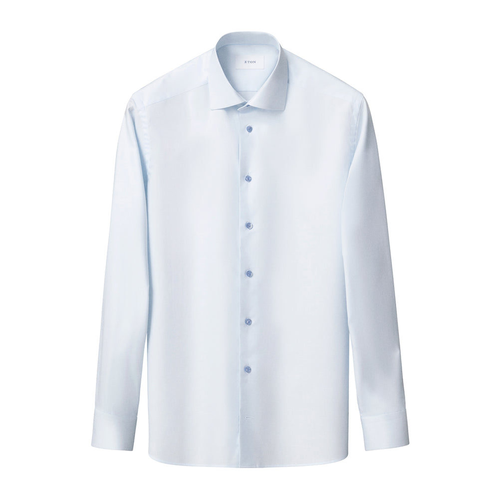 Light Blue Solid Cotton-Tencel Lyocell Contemporary Fit Shirt - ETON - Boutique Jacques International