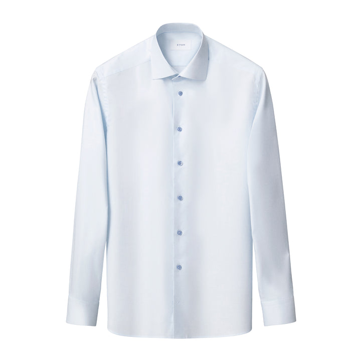 Light Blue Solid Cotton-Tencel Lyocell Contemporary Fit Shirt - ETON - Boutique Jacques International