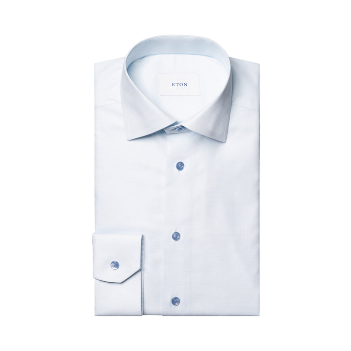 Light Blue Solid Cotton-Tencel Lyocell Contemporary Fit Shirt - ETON - Boutique Jacques International