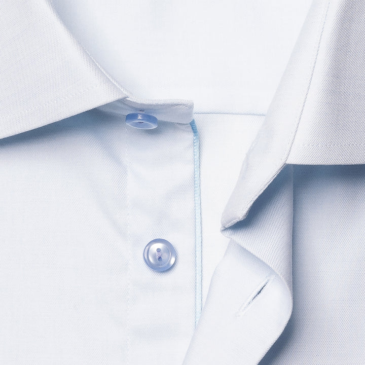 Light Blue Solid Cotton-Tencel Lyocell Contemporary Fit Shirt - ETON - Boutique Jacques International