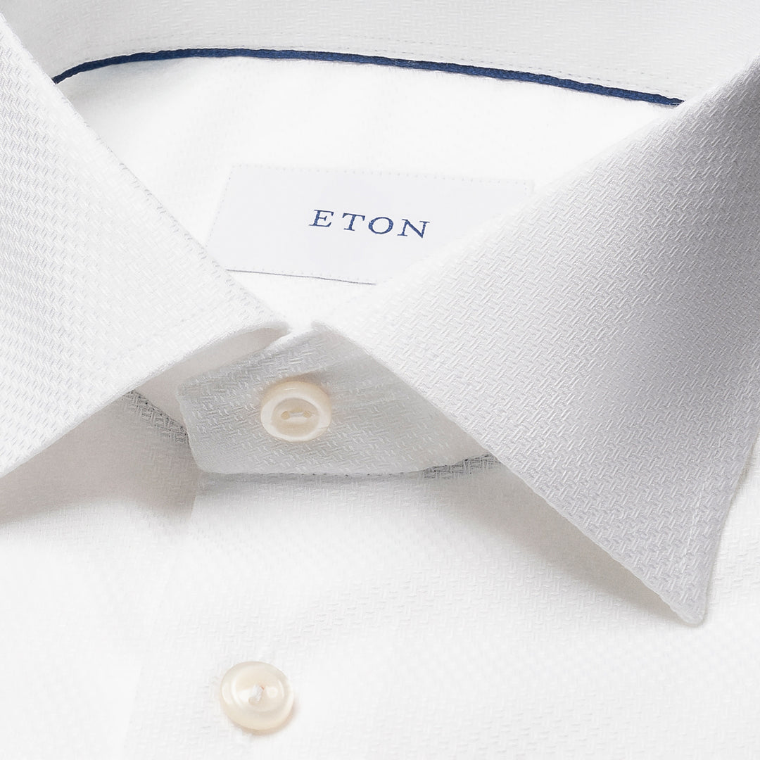 White Semi-Solid Cotton-Tencel Lyocell Contemporary Fit Shirt - ETON