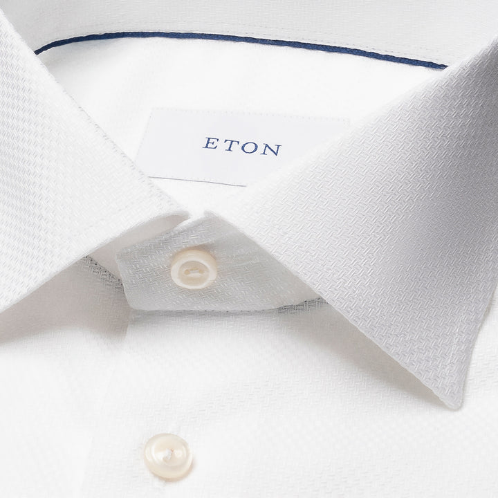 White Semi-Solid Cotton-Tencel Lyocell Contemporary Fit Shirt - ETON