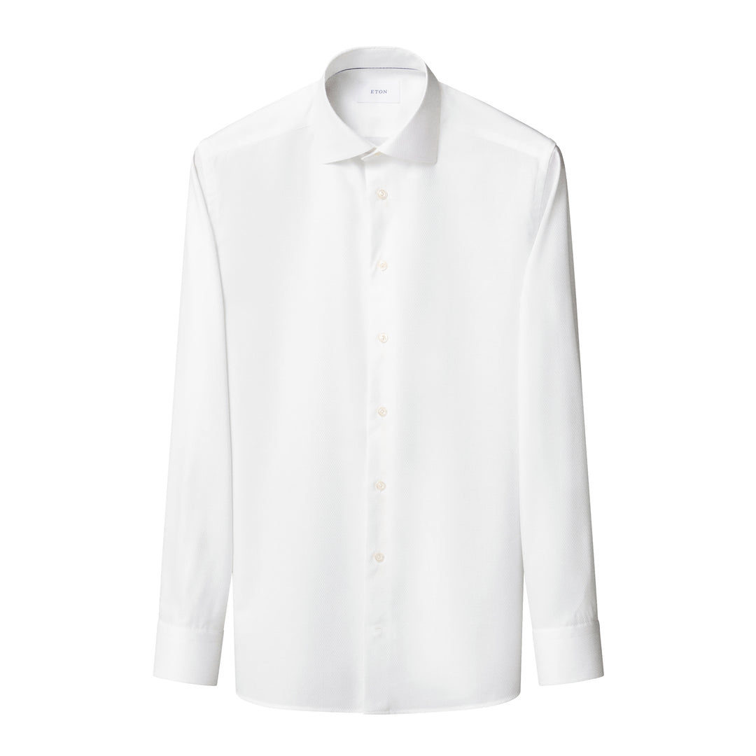 White Semi-Solid Cotton-Tencel Lyocell Contemporary Fit Shirt - ETON