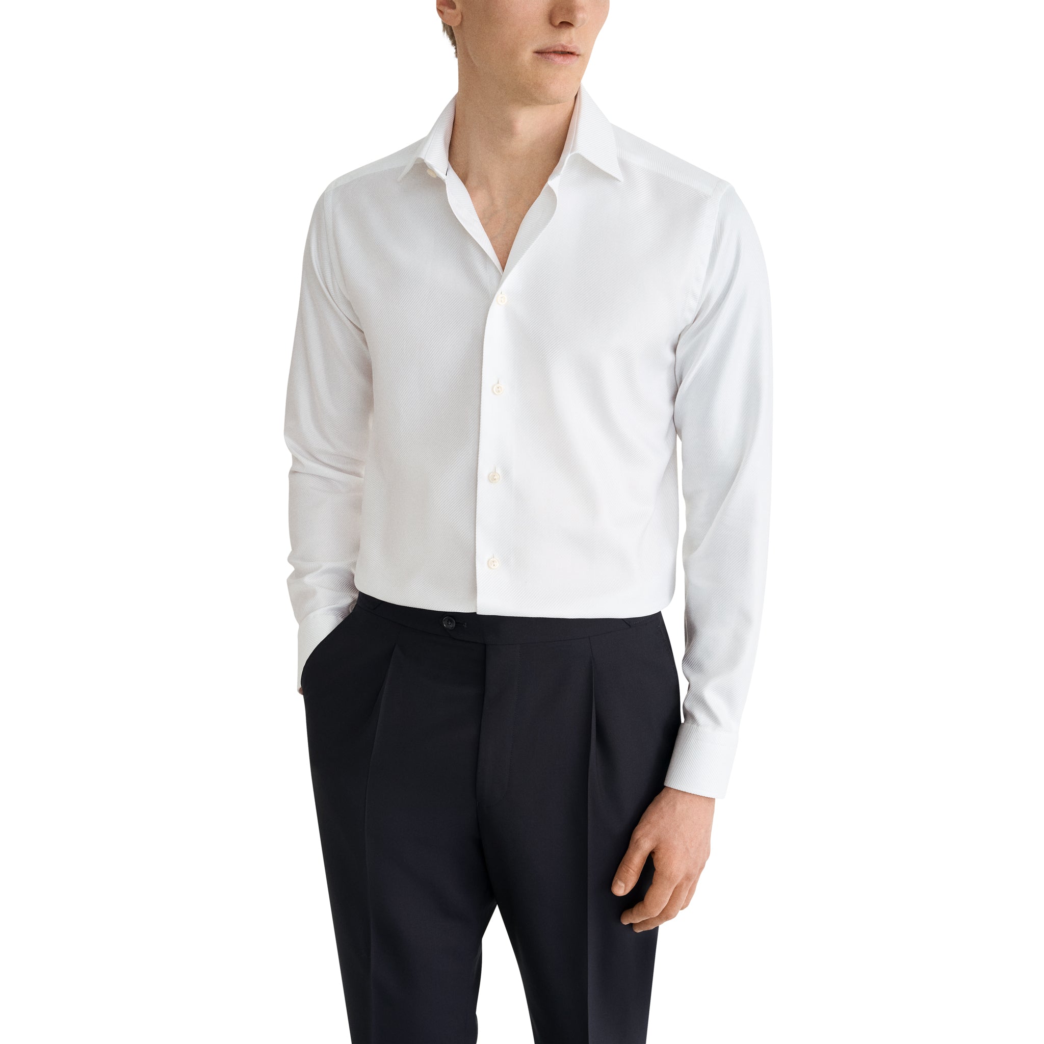 Chemise habillée slim fit en sergé uni blanc - ETON