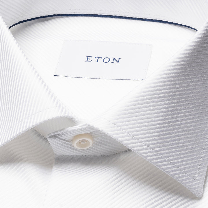 White Solid King Twill Slim Fit Dress Shirt - ETON