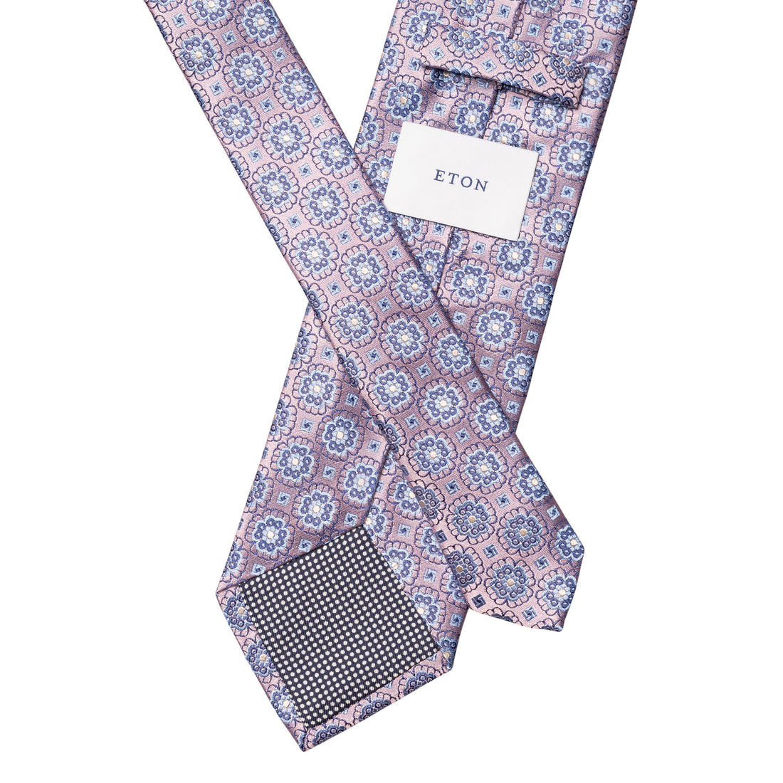 Pink & Blue Medallion Motif Woven Silk Tie - ETON