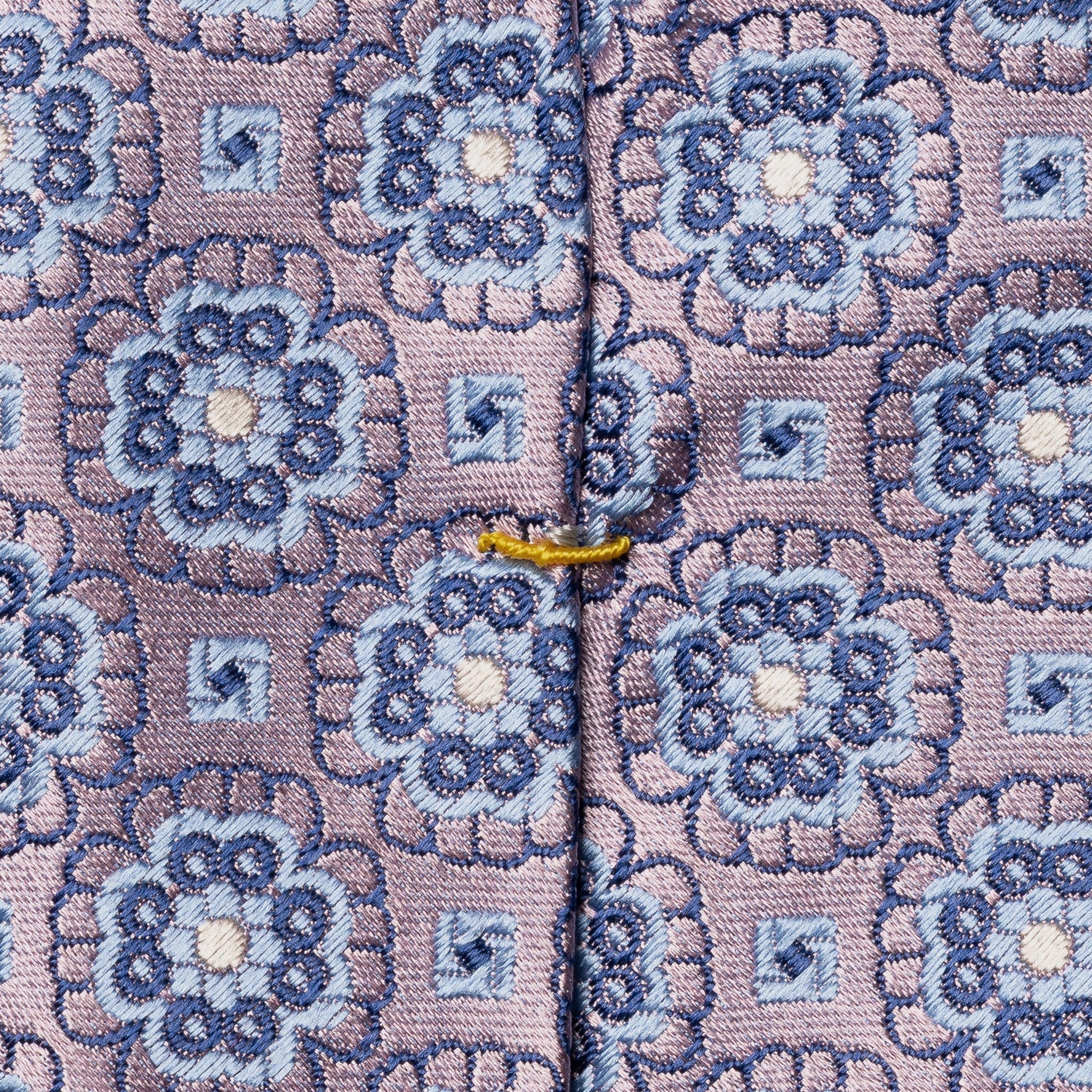 Pink & Blue Medallion Motif Woven Silk Tie - ETON