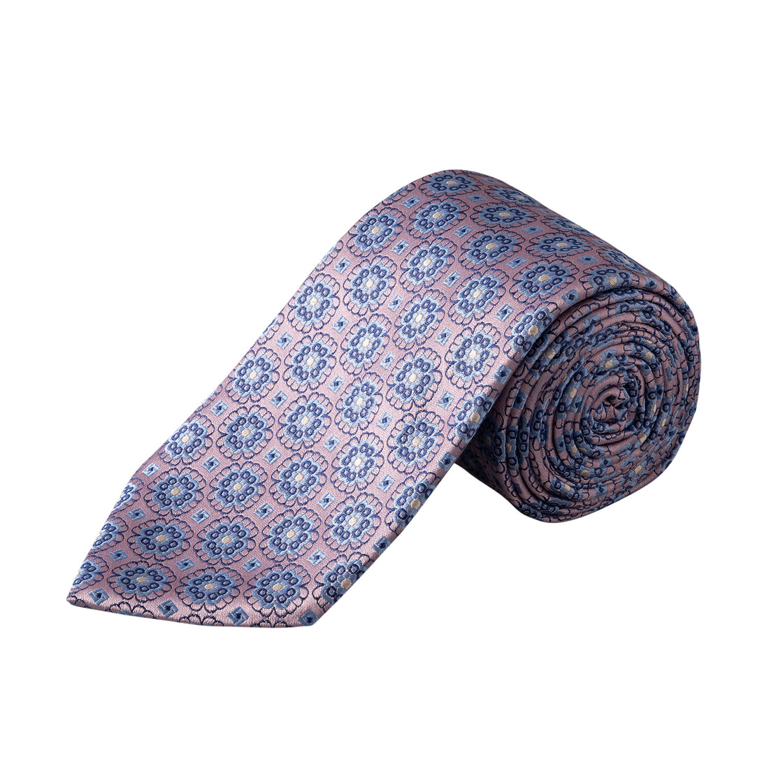 Pink & Blue Medallion Motif Woven Silk Tie - ETON