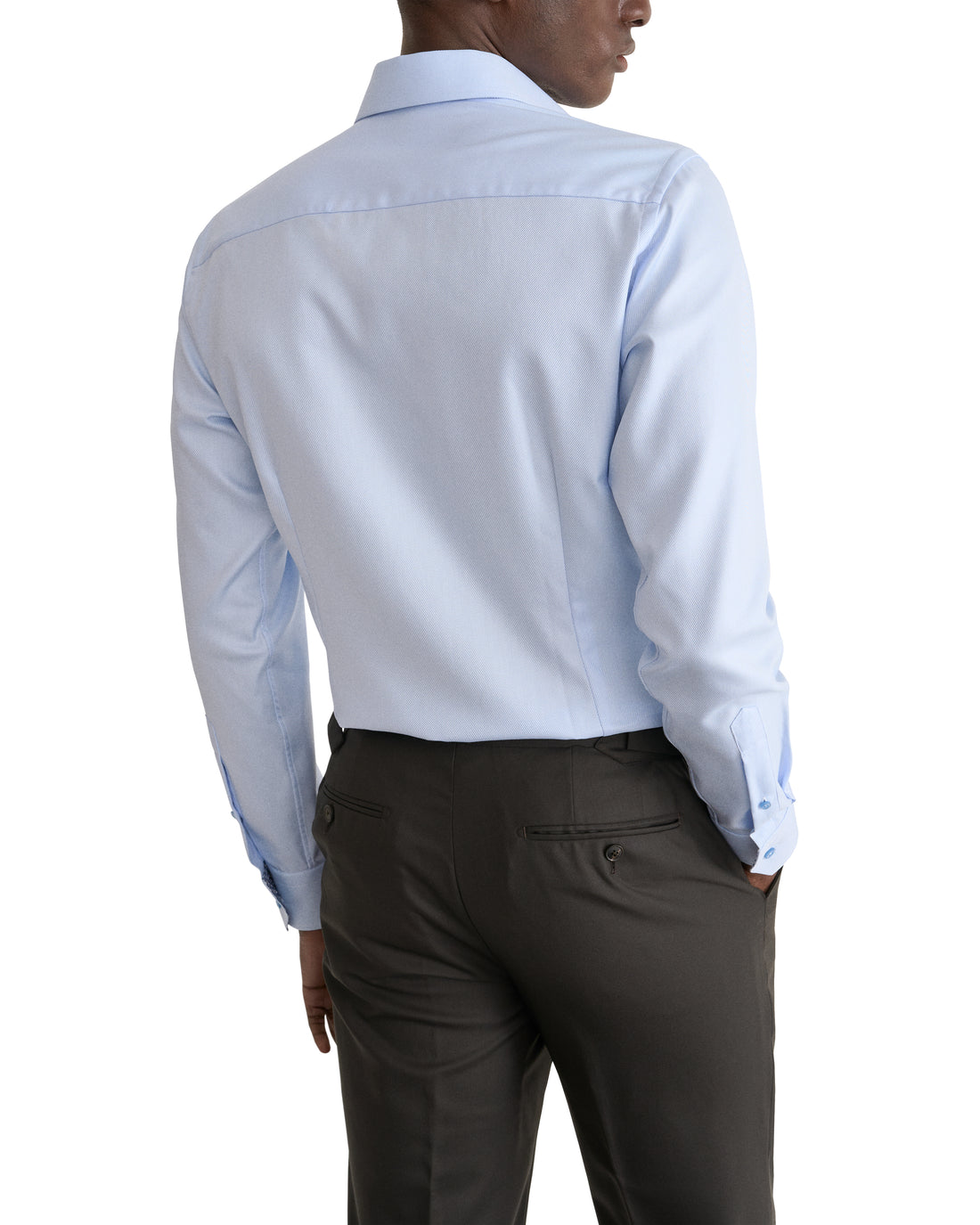 Light Blue Geometric Trim Textured Twill Contemporary Fit Shirt - ETON