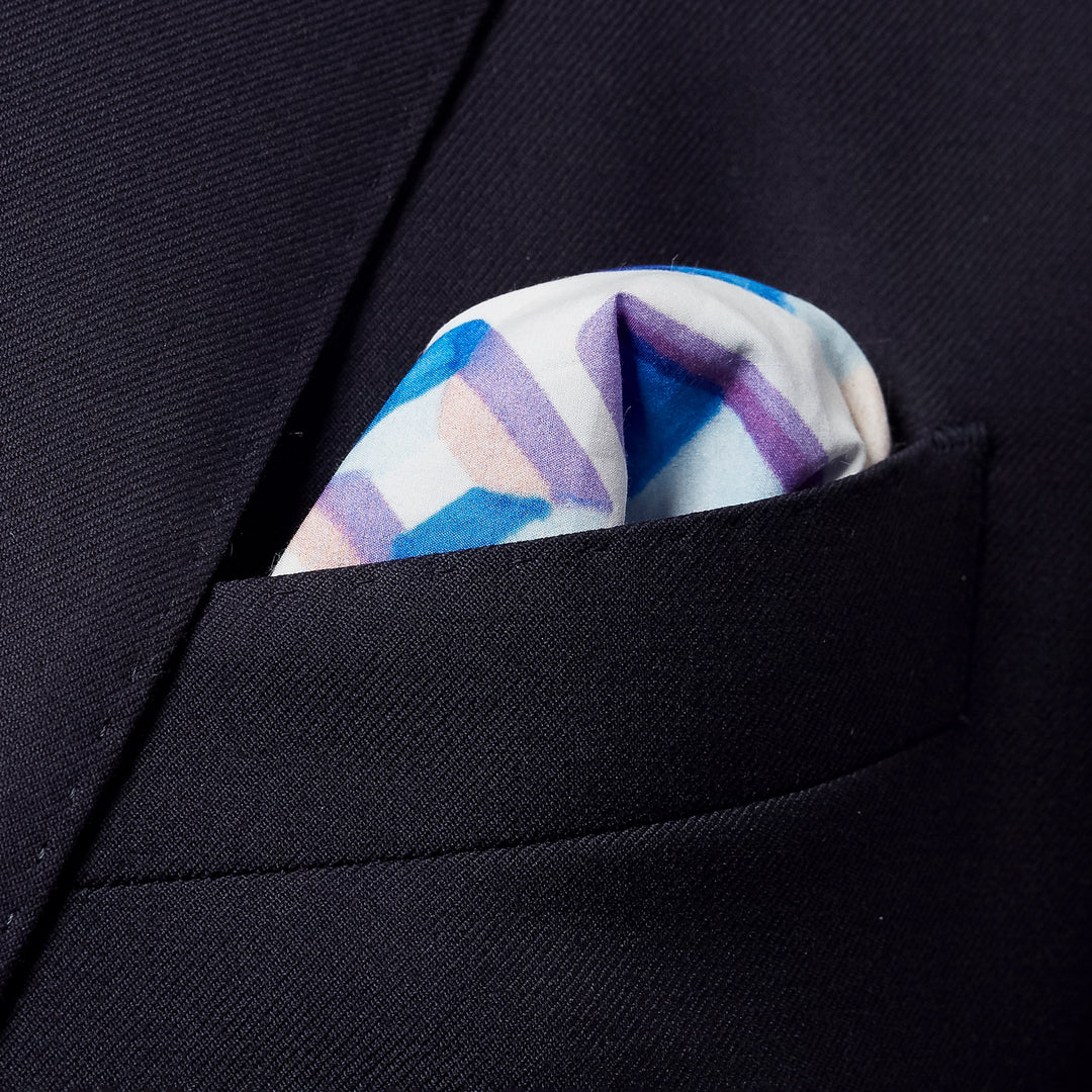 Multicolour Hand-Painted Print Cotton Pocket Square - ETON