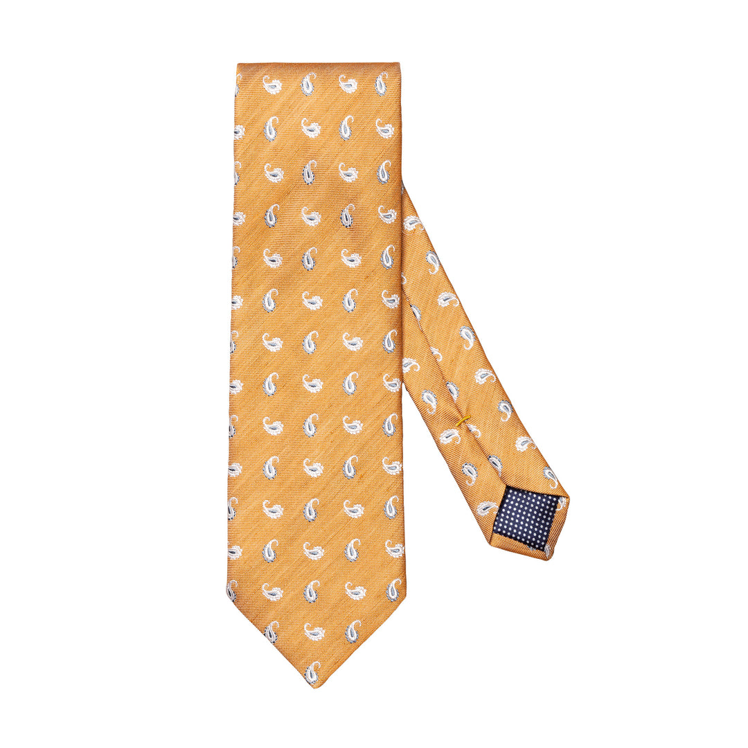 Orange Paisley Pattern Silk-Linen Tie - ETON - Boutique Jacques International