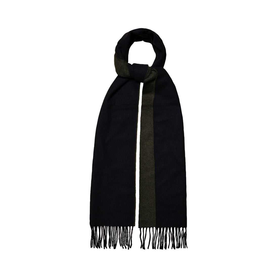 Dark Green Double-Face Wool Scarf - ETON