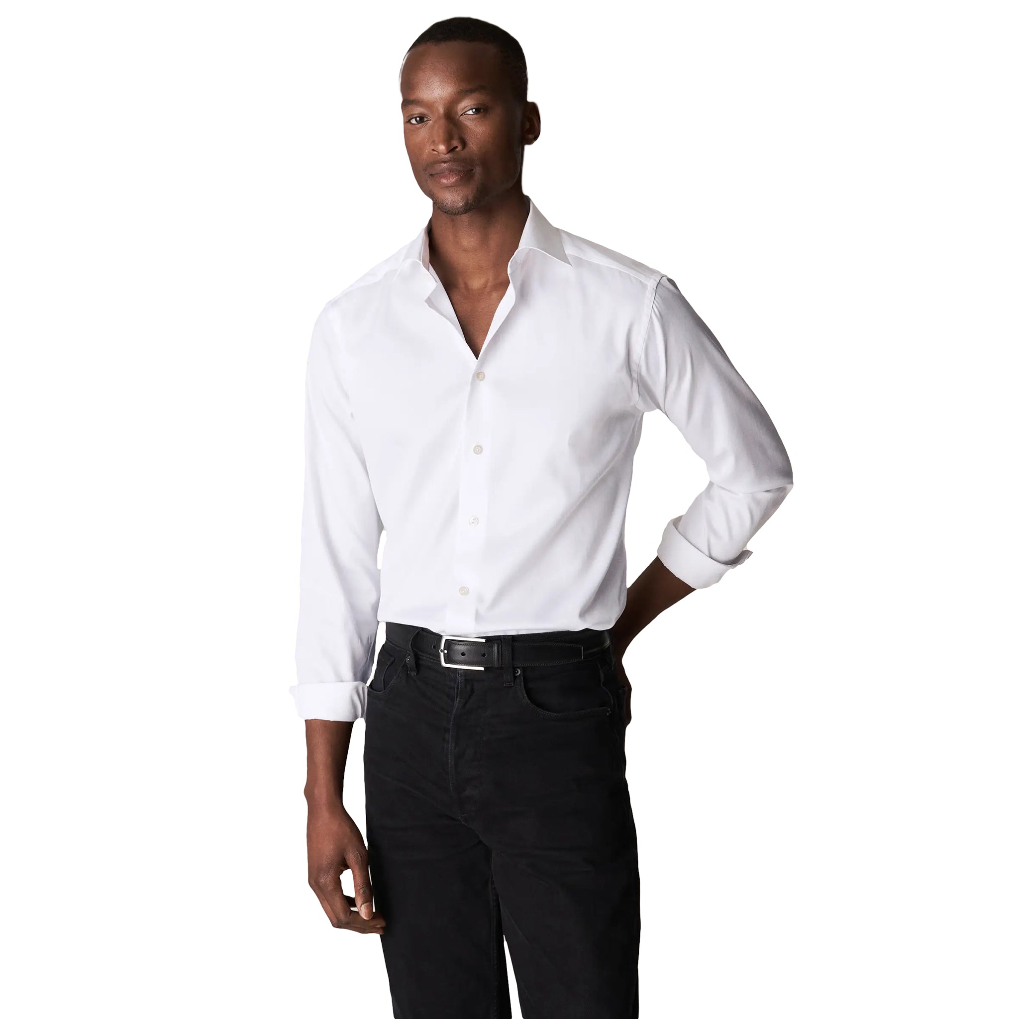 White Signature Twill Slim Fit Dress Shirt - ETON - Boutique Jacques International