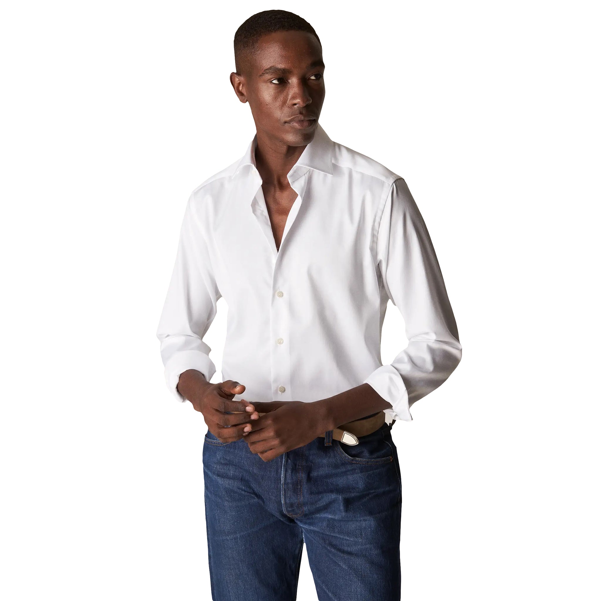 White Signature Twill Slim Fit Dress Shirt - ETON - Boutique Jacques International