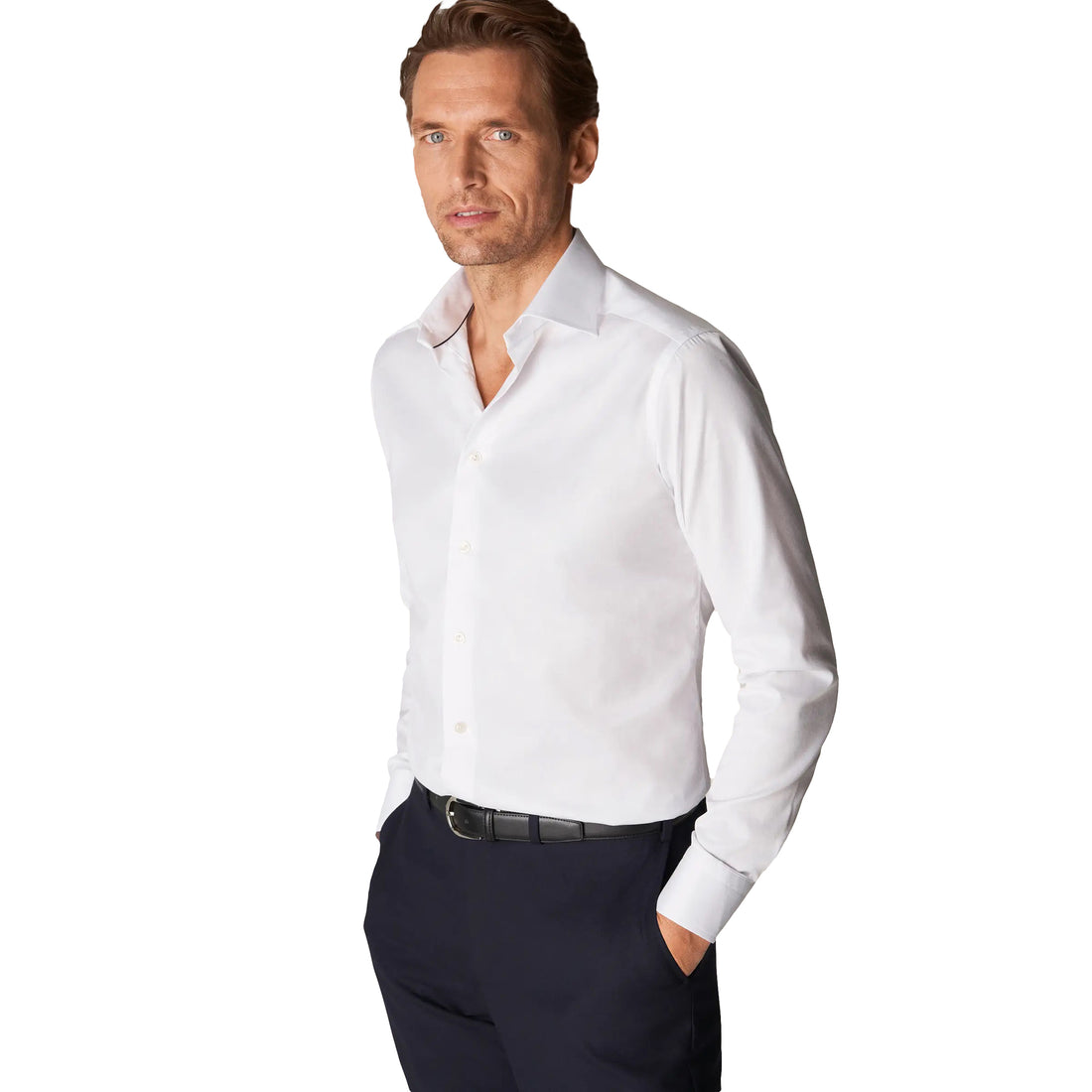 White Signature Twill Slim Fit Dress Shirt - ETON - Boutique Jacques International