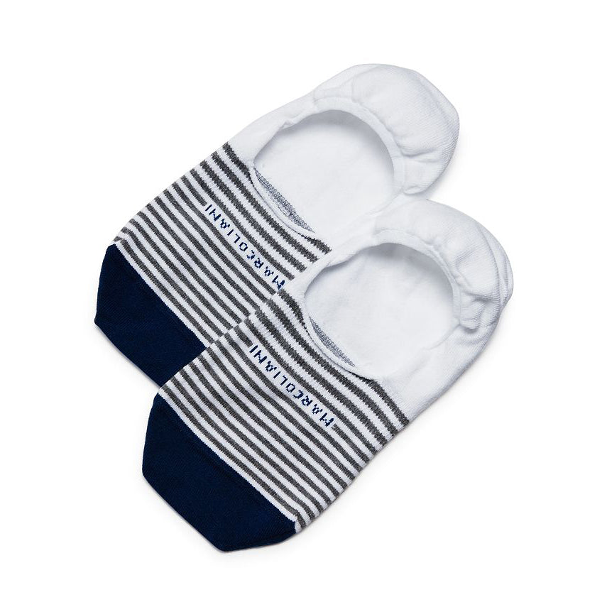 White Stripe Invisible Touch No-Show Socks - Marcoliani - Boutique Jacques International