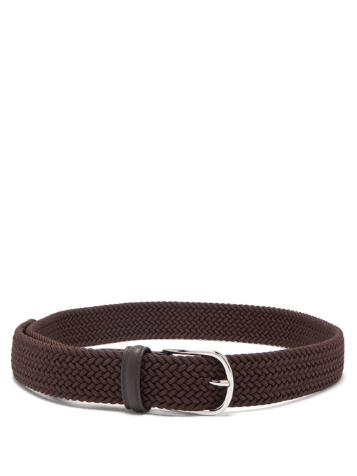 Brown Solid Woven Elastic Belt - Anderson's - Boutique Jacques International