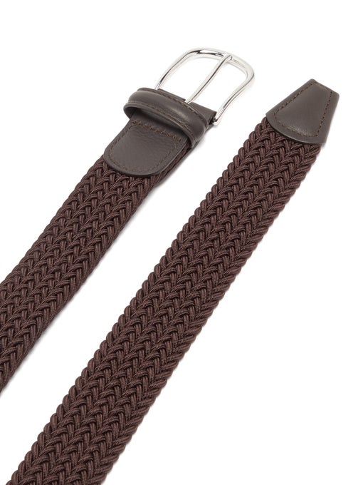 Brown Solid Woven Elastic Belt - Anderson's - Boutique Jacques International