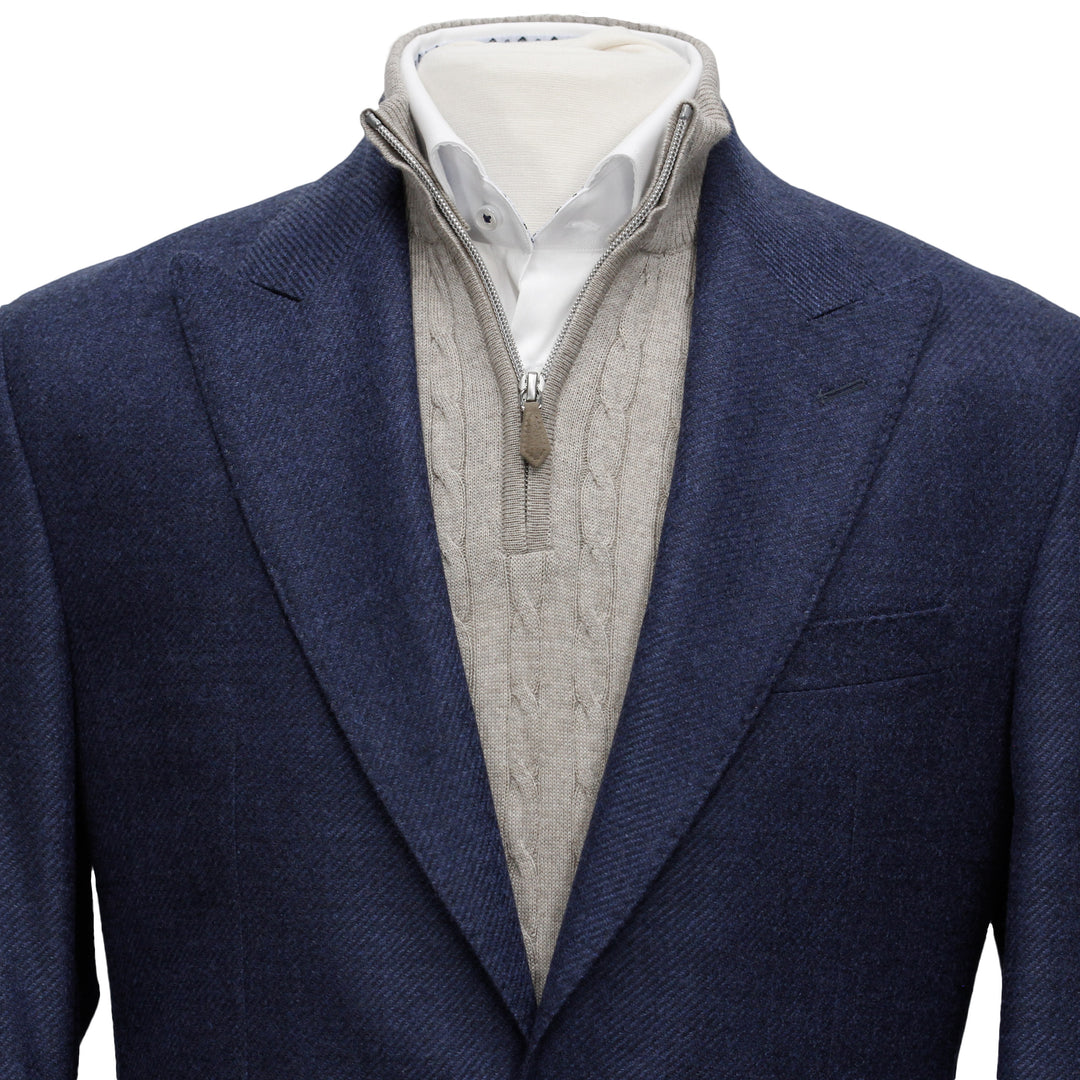 Navy Blue Marco Contemporary Fit Unconstructed Sport Jacket - Jack Victor Loro Piana - Boutique Jacques International