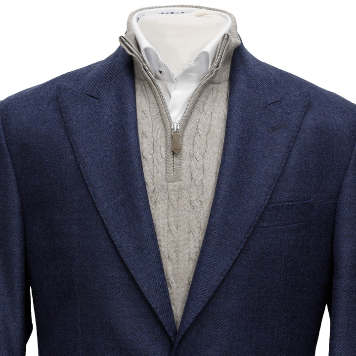 Navy Blue Marco Contemporary Fit Unconstructed Sport Jacket - Jack Victor Loro Piana - Boutique Jacques International