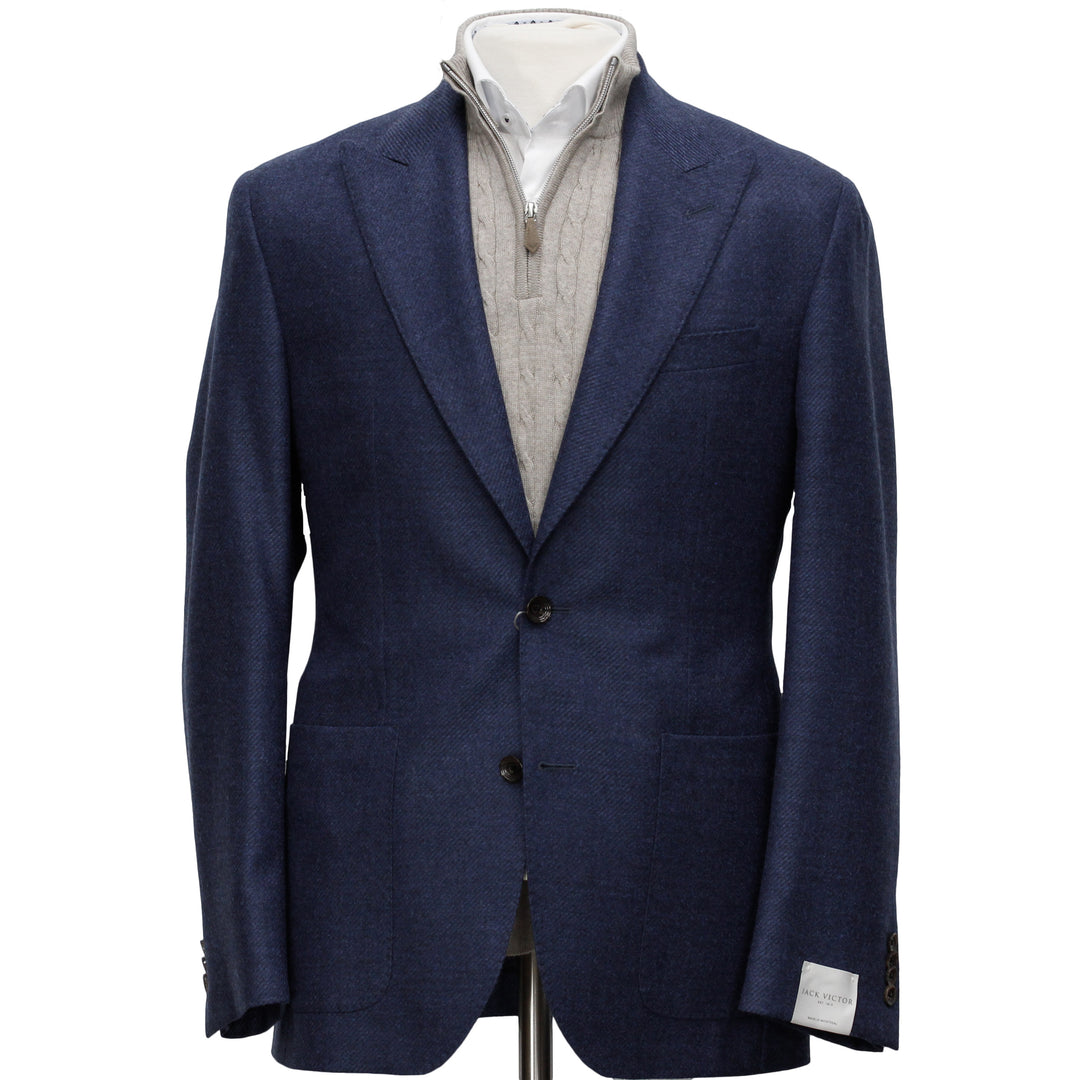 Navy Blue Marco Contemporary Fit Unconstructed Sport Jacket - Jack Victor Loro Piana - Boutique Jacques International