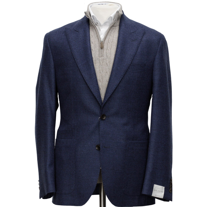 Navy Blue Marco Contemporary Fit Unconstructed Sport Jacket - Jack Victor Loro Piana - Boutique Jacques International