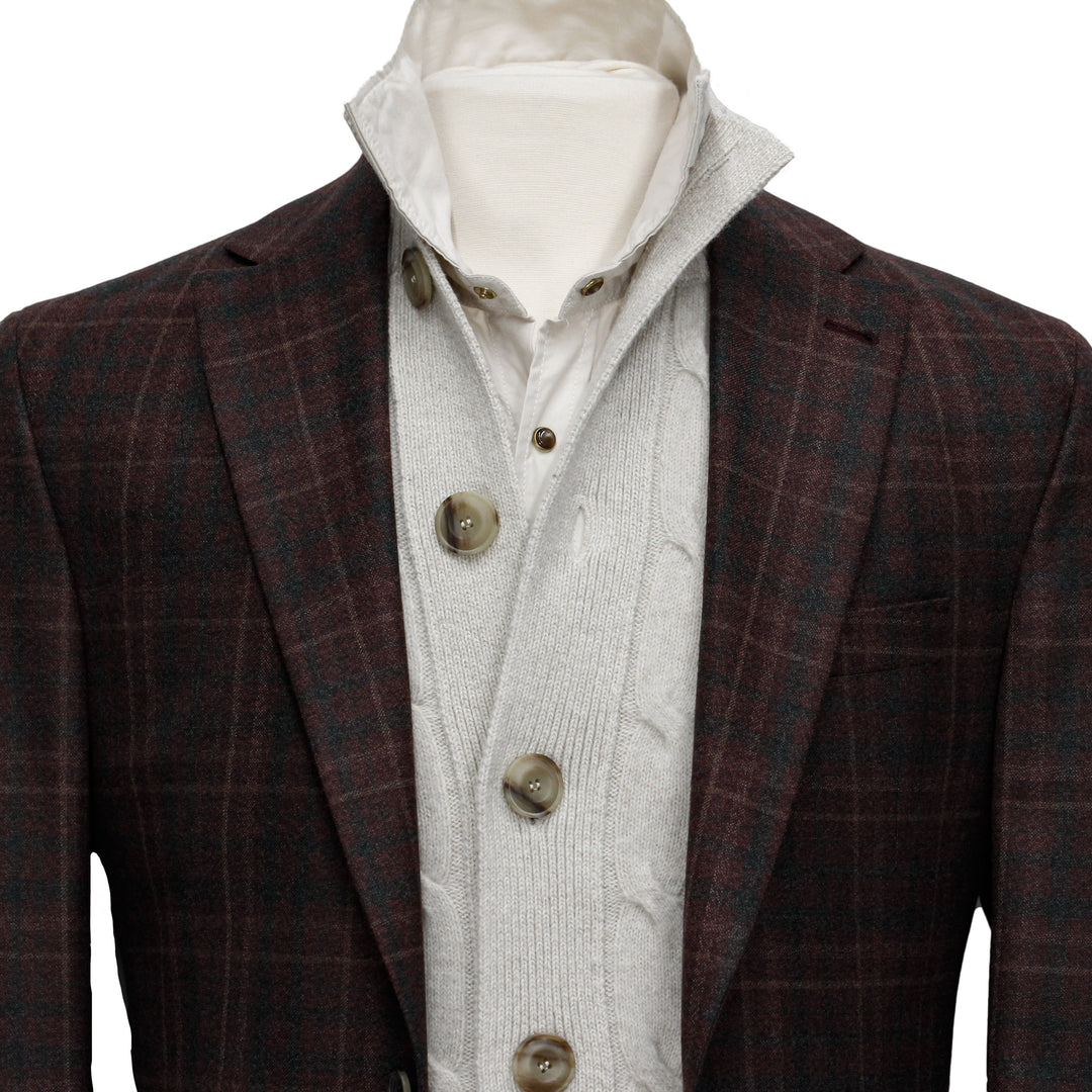 Burgundy Plaid Midland Contemporary Fit Unconstructed Sport Jacket - Jack Victor - Boutique Jacques International