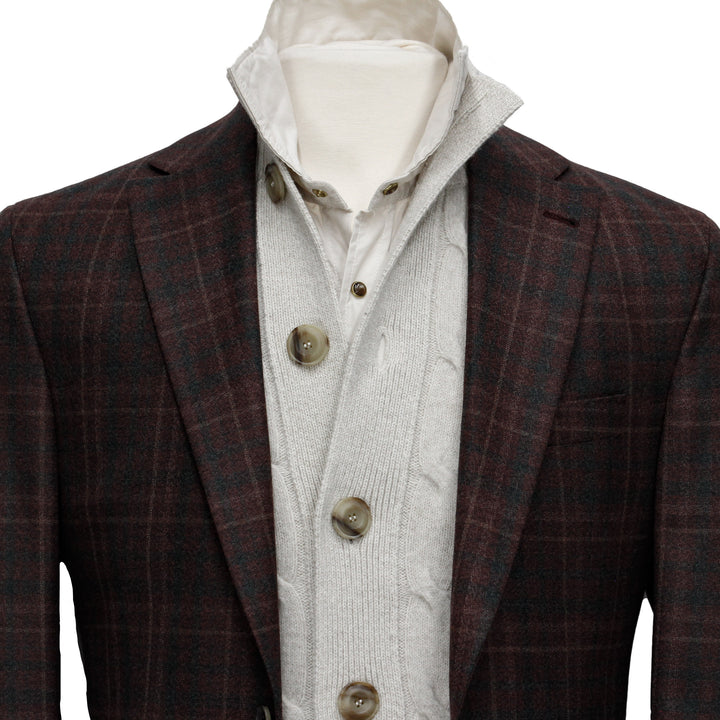 Burgundy Plaid Midland Contemporary Fit Unconstructed Sport Jacket - Jack Victor - Boutique Jacques International