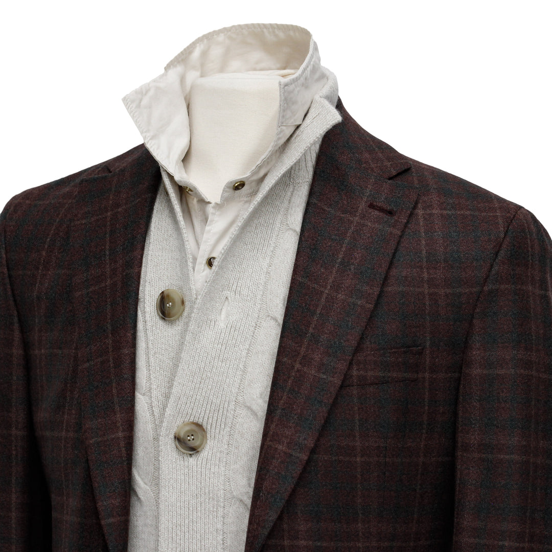 Burgundy Plaid Midland Contemporary Fit Unconstructed Sport Jacket - Jack Victor - Boutique Jacques International