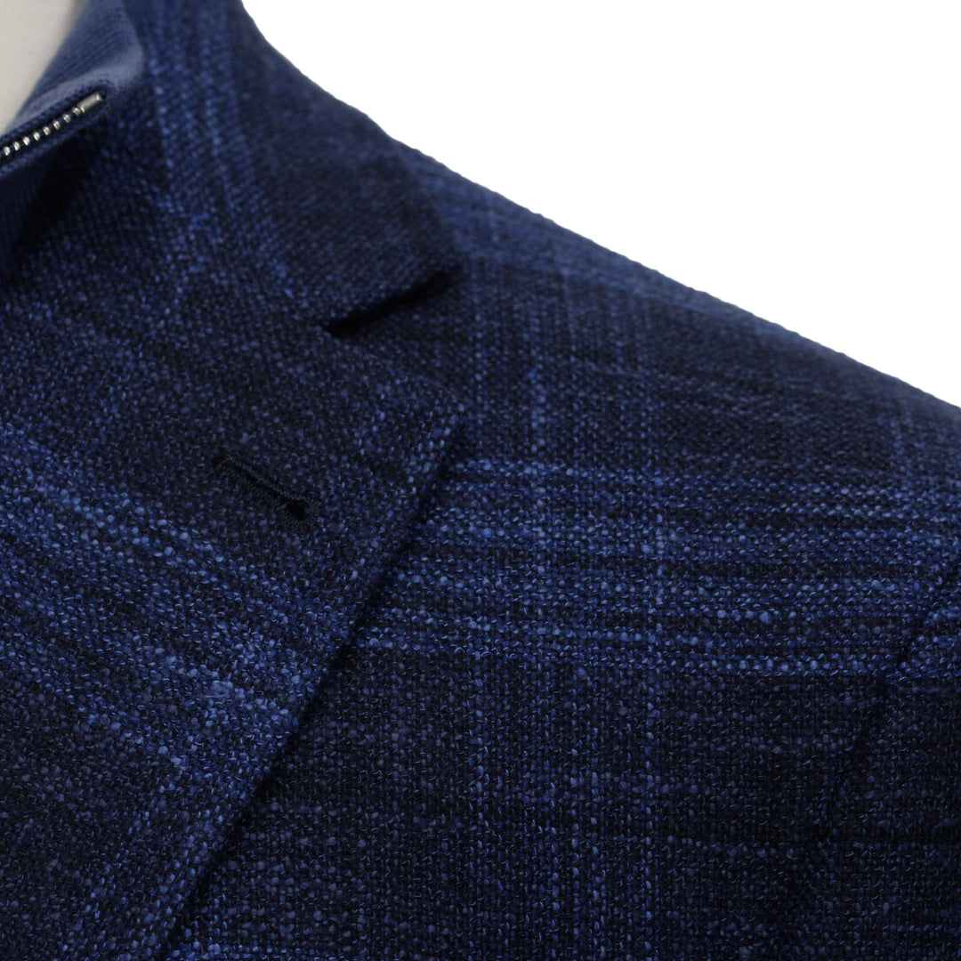 Blue Tonal Plaid Dallas Contemporary Fit Wool-Silk-Cotton Sport Jacket - Jack Victor - Boutique Jacques International