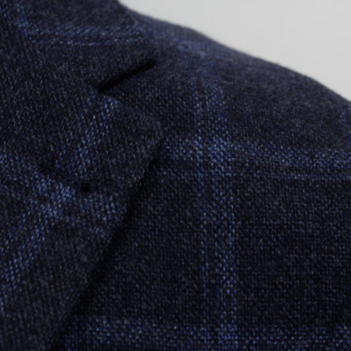 Midnight Blue Tonal Plaid Midland Contemporary Fit Unconstructed Sport Jacket - Jack Victor - Boutique Jacques International