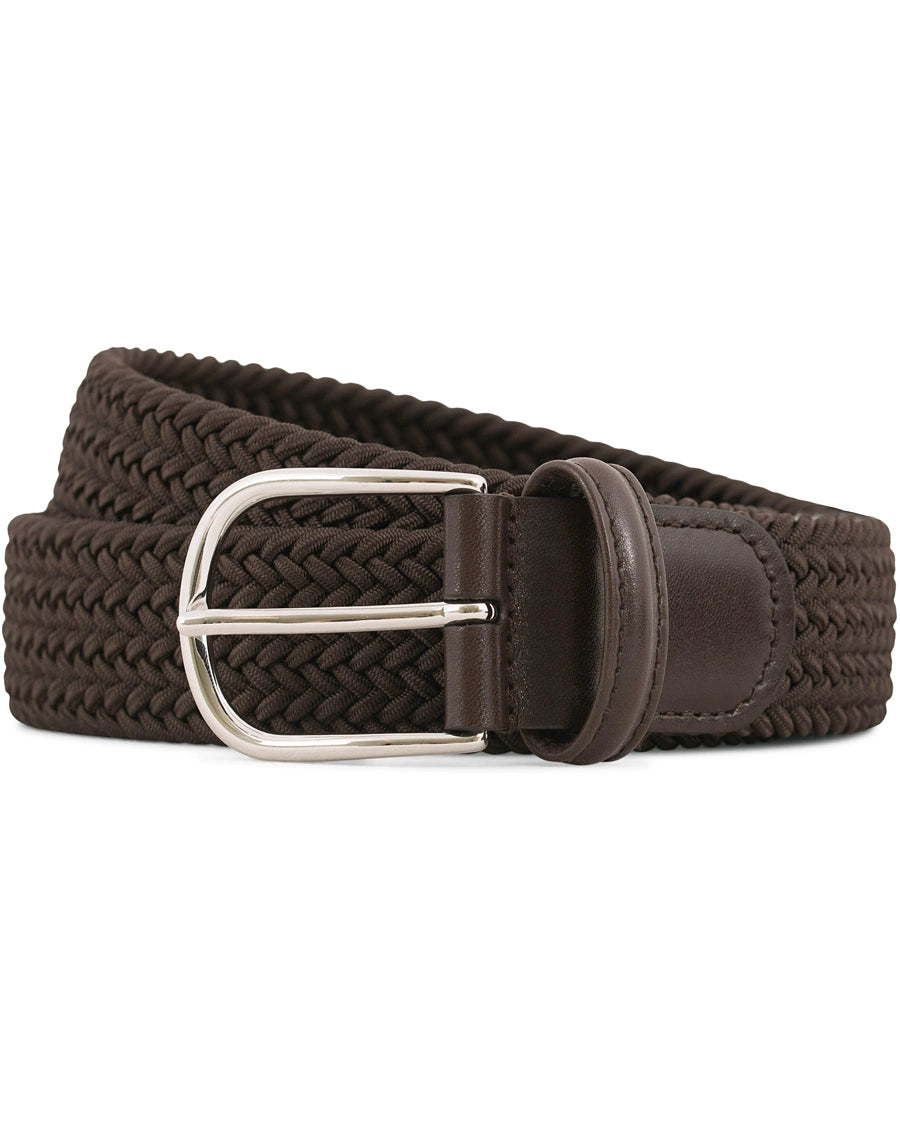 Brown Solid Woven Elastic Belt - Anderson's - Boutique Jacques International