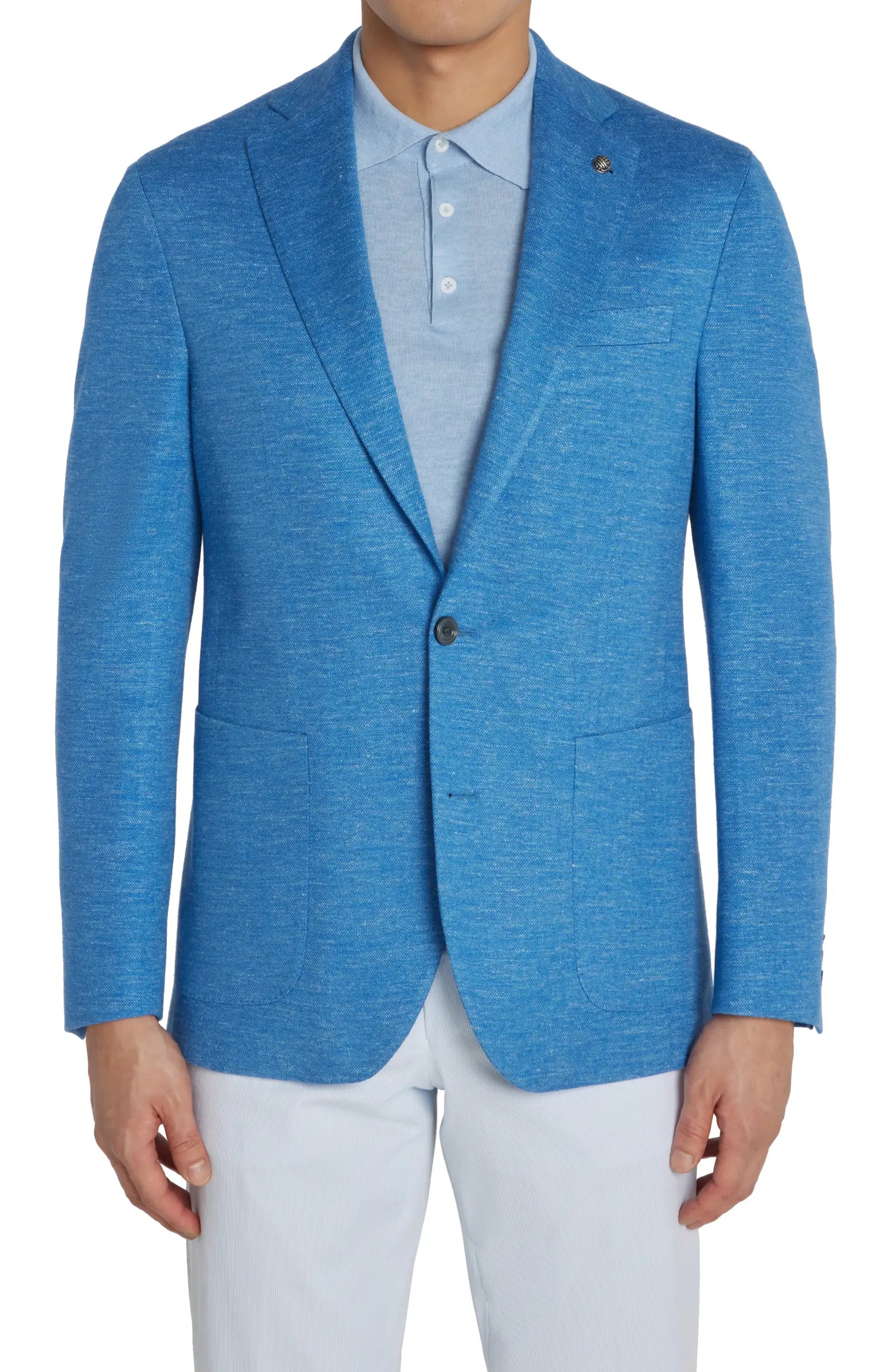 Light Blue Hartford Contemporary Fit Loro Piana Jersely Knit Sport Jacket - Jack Victor - Boutique Jacques International