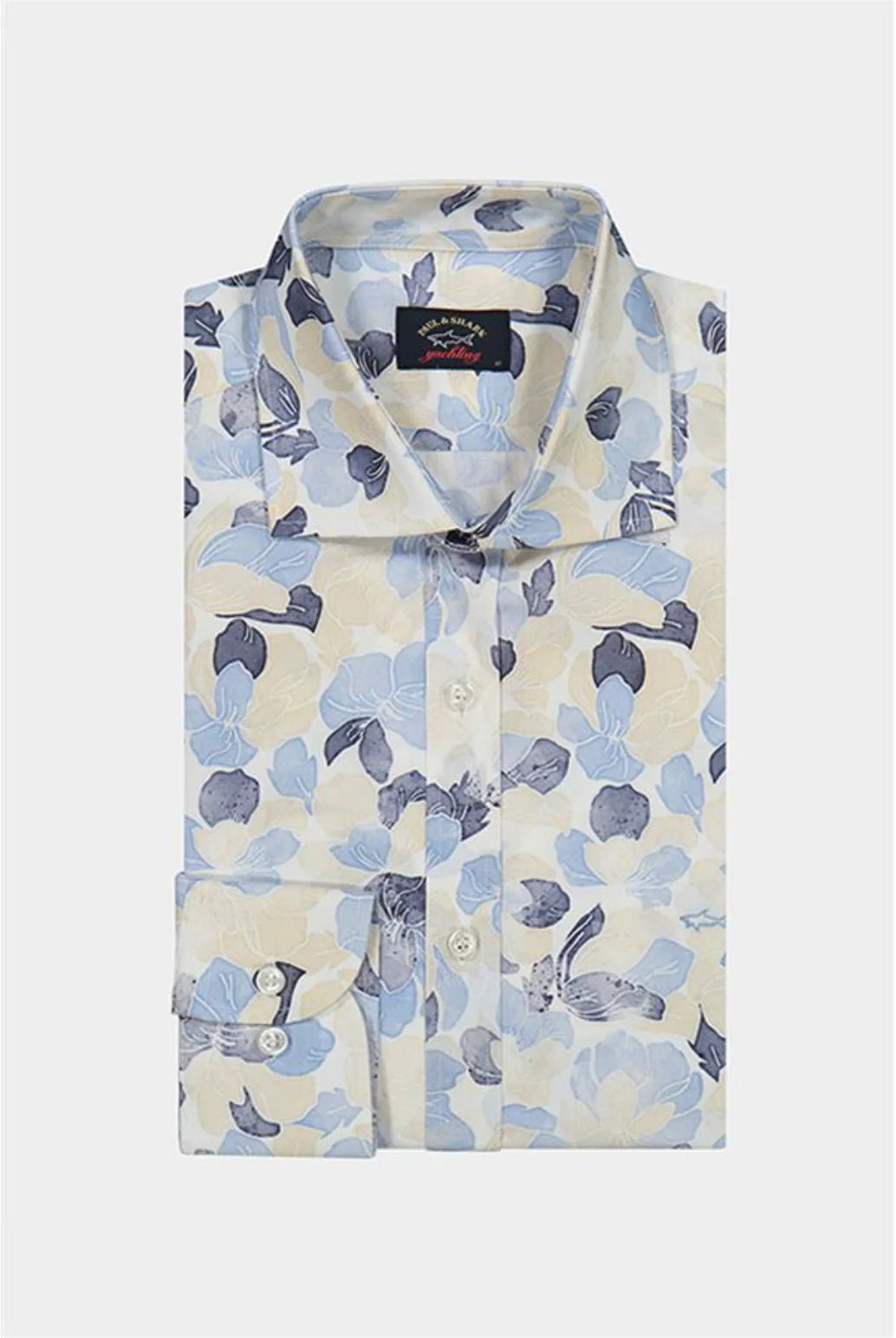 Blue Floral Poplin Casual Shirt - Paul & Shark - Boutique Jacques International